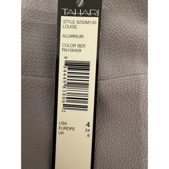Tahari Grey Sleeveless Dress Sz 4 Fringe Short Neutral Classic Simple Workwear - Picture 8 of 14